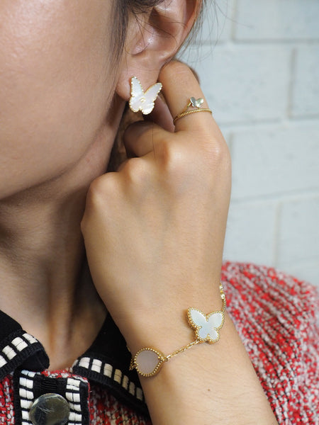 14k Yellow Gold Mother-of-Pearl Paru-Paro Earrings